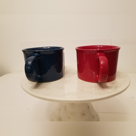 Set of 2 Personal Creations Dipping Time Ceramic Soup Bowl Blue Red Stoneware - Picture 4 of 9